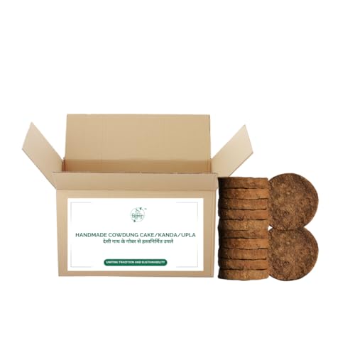 Triveni Organics (200 Dung Cakes/Pieces ) Original Desi Gir Cow Dung Cakes | Handmade, Round-Shaped Gobar Uple for Hawan, Pujan & Religious Purposes | Sun-Dried & Moisture-Free