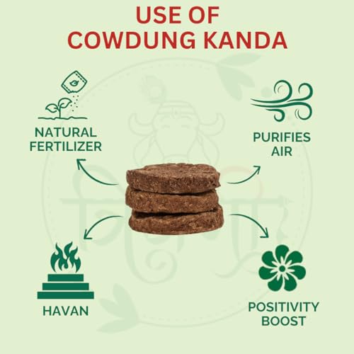 Triveni Organics (200 Dung Cakes/Pieces ) Original Desi Gir Cow Dung Cakes | Handmade, Round-Shaped Gobar Uple for Hawan, Pujan & Religious Purposes | Sun-Dried & Moisture-Free