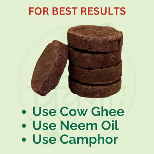 Triveni Organics (200 Dung Cakes/Pieces ) Original Desi Gir Cow Dung Cakes | Handmade, Round-Shaped Gobar Uple for Hawan, Pujan & Religious Purposes | Sun-Dried & Moisture-Free