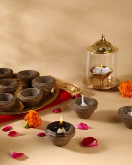 Triveni Organics Gir Cow Dung Diyas | 100% Organic Cow Dung Diyas are Used for Religious Ceremonies, Festivals, and Auspicious Occasions | Gifting Purpose