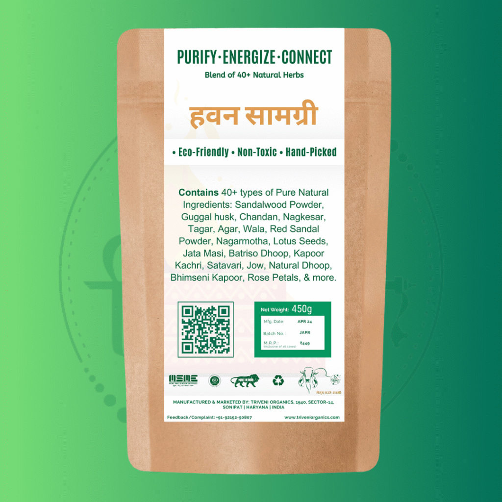 Triveni Organics Hawan Samagri with 40 Types of Herbs for Agani & Yagya | 100% Eco Friendly & Pure Natural Hawan Samagri (900 GM)