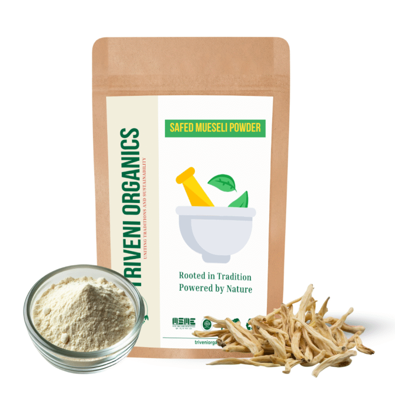 Triveni Organics 100% Pure Safed Musli Powder | Natural Herbal Supplement | Supports Wellness & Vitality | No Additives or Preservatives