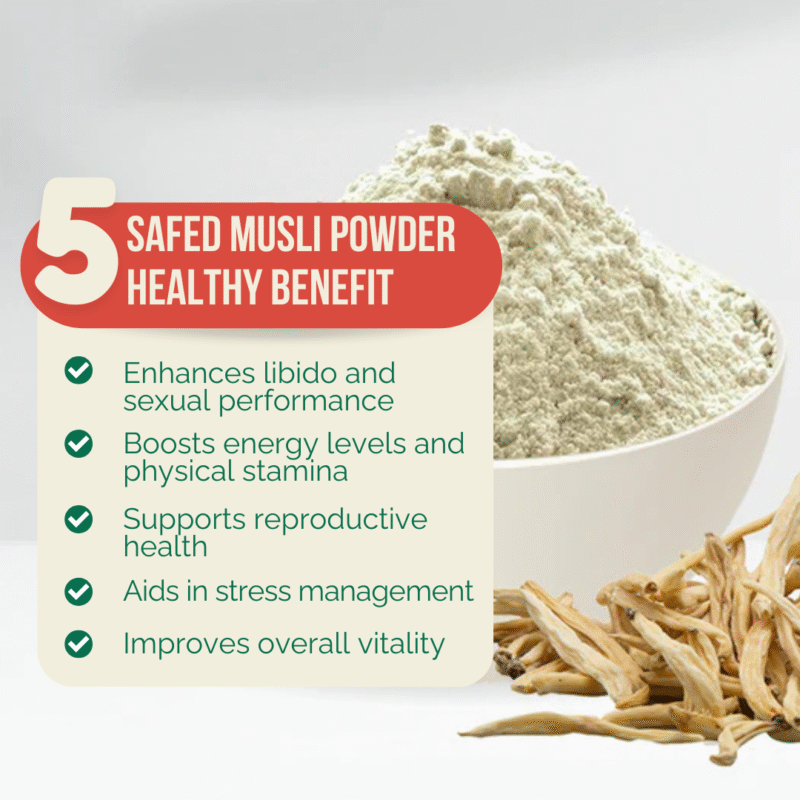 Key Benefits of Safed Musli Powder by Triveni Organics.