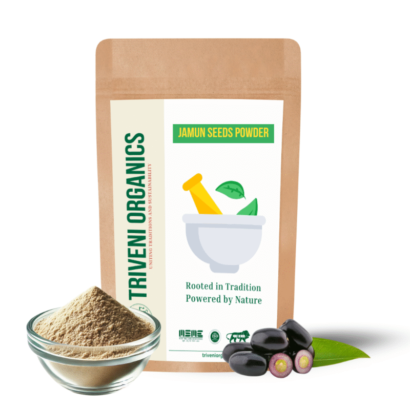 Triveni Organics Jamun Seed Powder | Natural Ayurvedic Supplement for Blood Sugar Support & Digestion | Helps Manage Diabetes & Metabolism Naturally