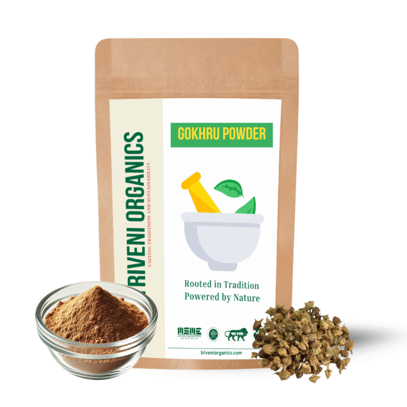 Triveni Organics Gokhru Powder – Natural Energy Booster for Holistic Health – Pure Ayurvedic Supplement for Stamina, Kidney Health, and Vitality