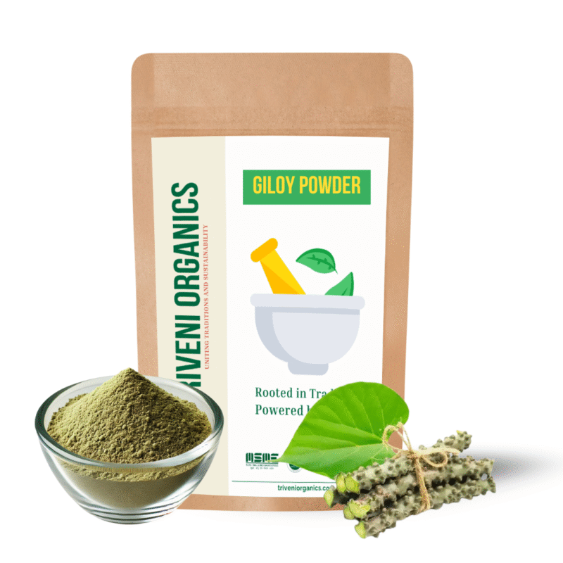 Triveni Organics Giloy Powder (Tinospora Cordifolia) – Pure & Natural Immune Booster – Supports Diabetes Management, Fever Relief, Skin Health, Weight Loss, and Hair Care