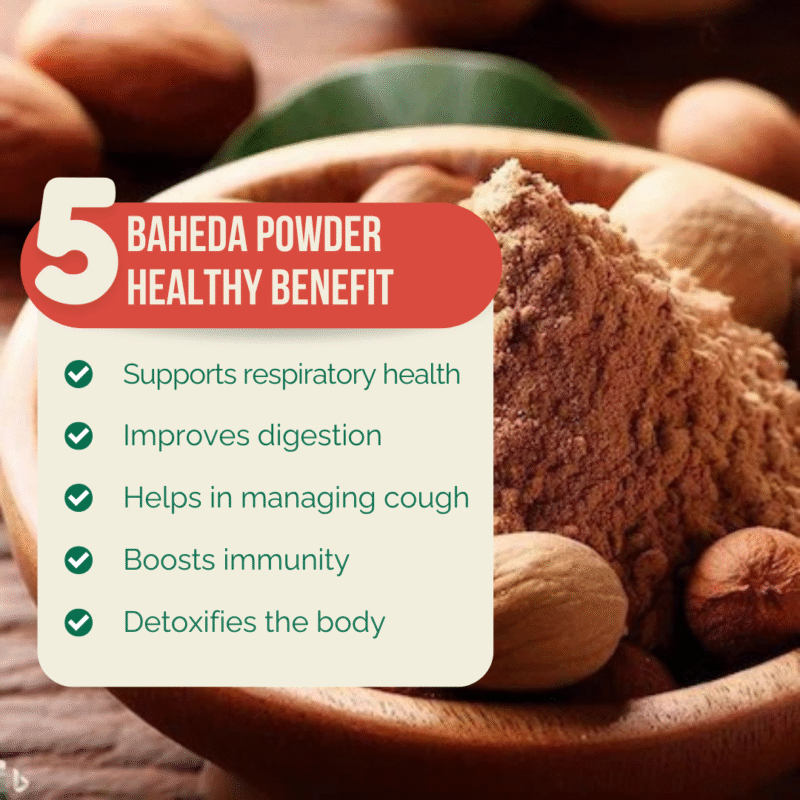 Triveni Organics Baheda Powder - Natural Ayurvedic Remedy for Detoxification | Respiratory Health & Wellness | Vibhitak | Beleric Myrobalan | Immunity Booster - Image 3